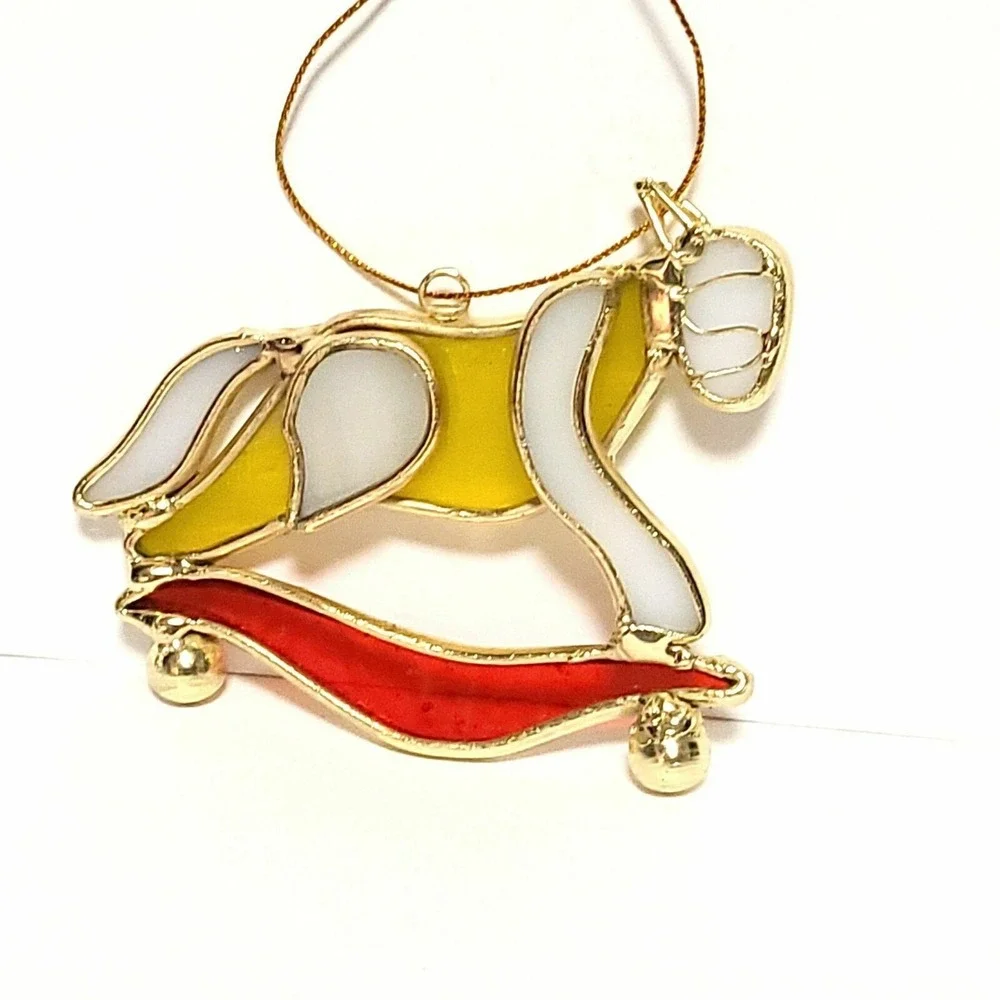 Vintage‎ Christmas Ornament Stained Glass Horse